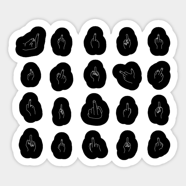 White Middle Fingers Sticker by ClarkStreetPress